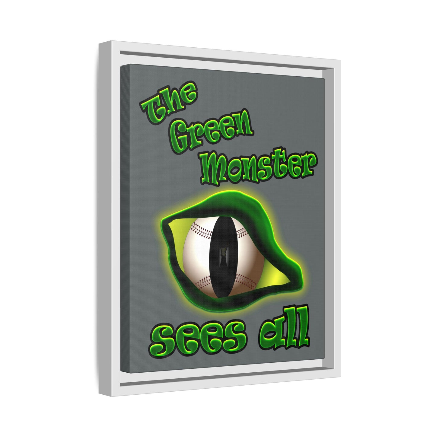 green monster - framed canvas art (dark grey)