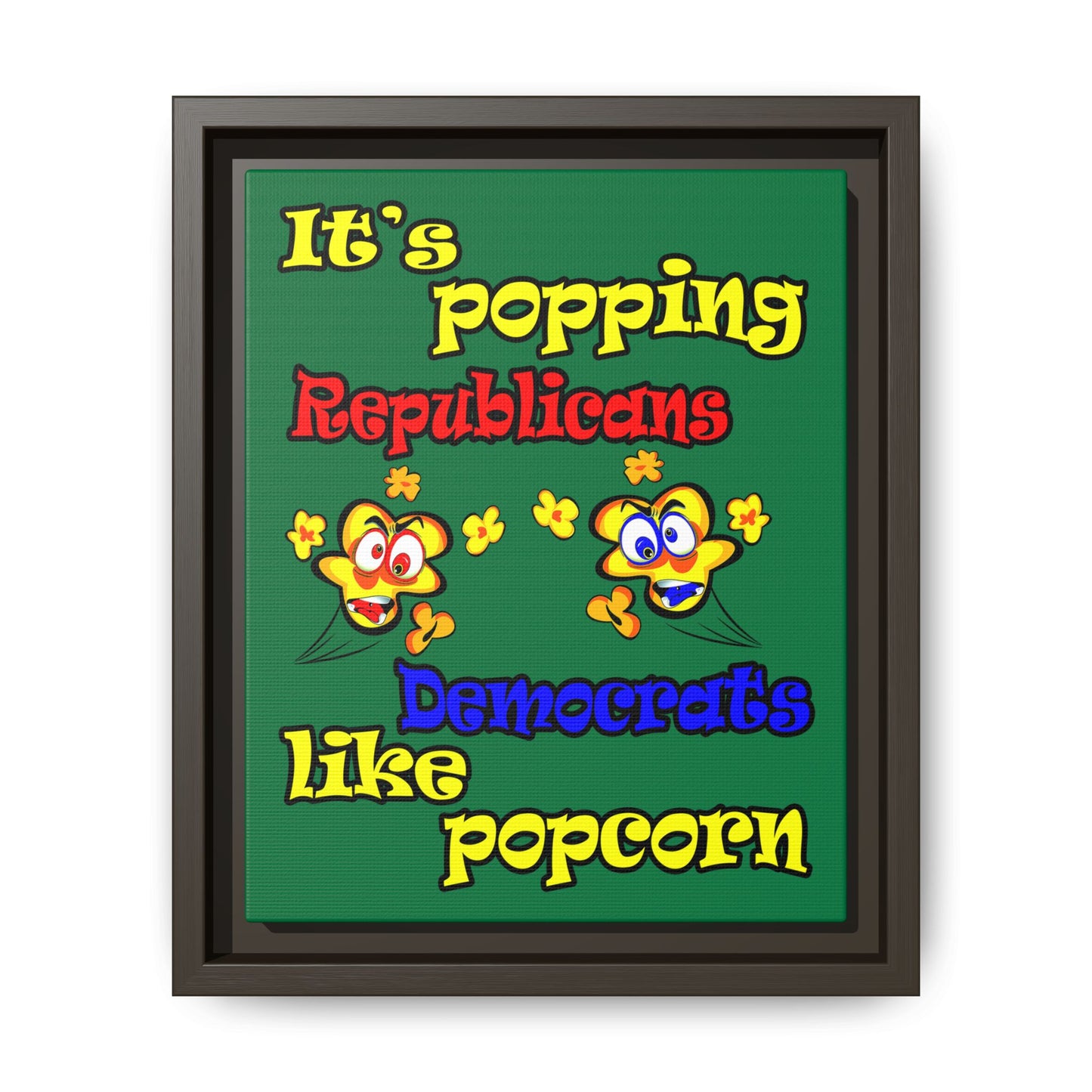 popping like popcorn - framed canvas art (dark green)