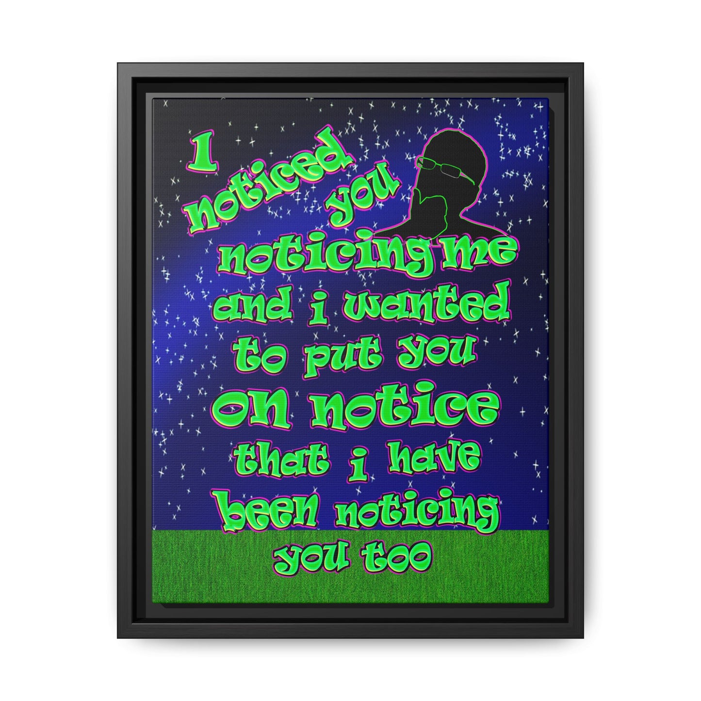 noticed you noticing - framed canvas art ('snoops' background)