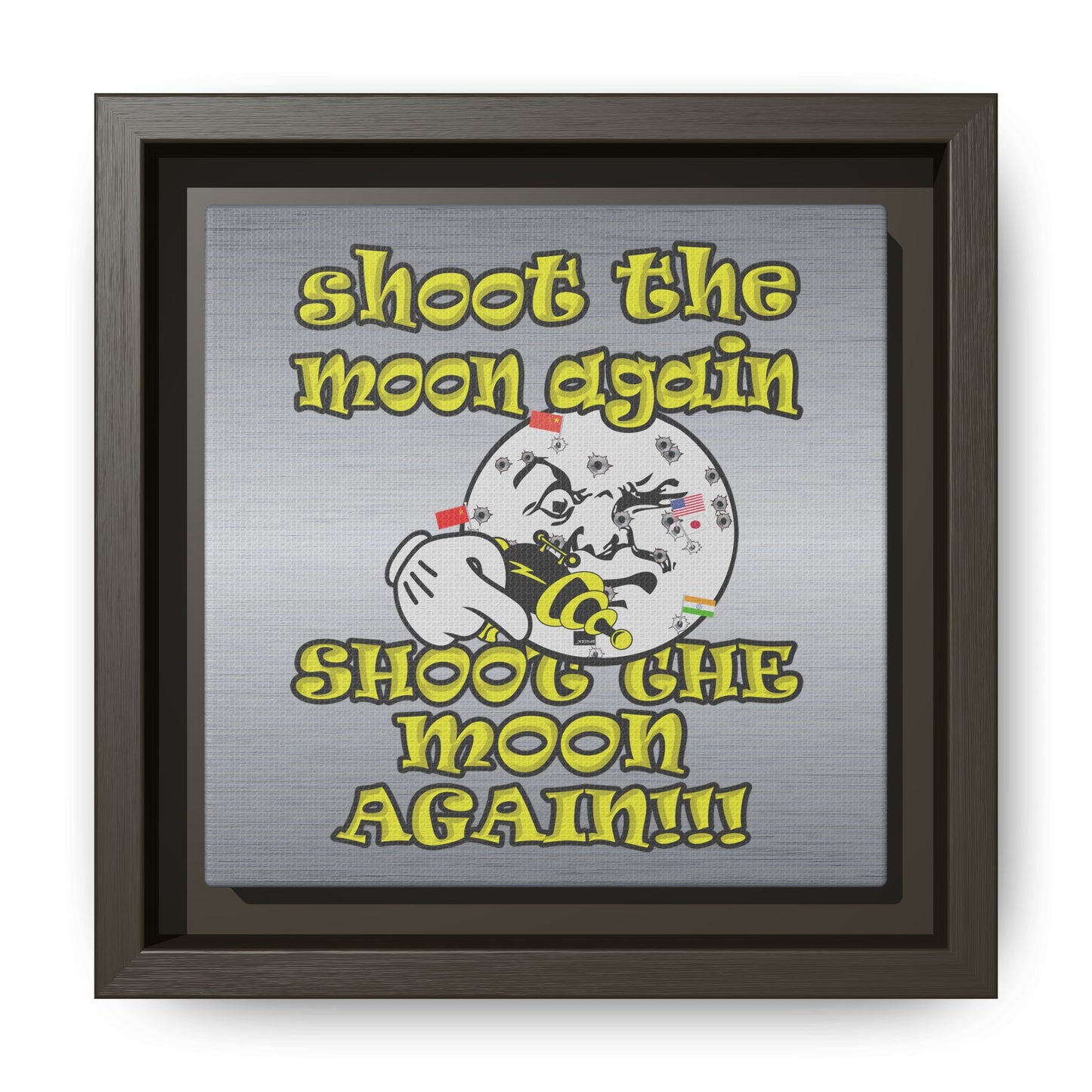 shoot the moon again - framed canvas art (brushed nickel)