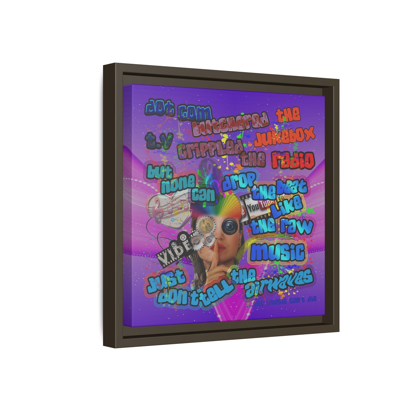 drop the beat - framed canvas art (purple-pink wave)