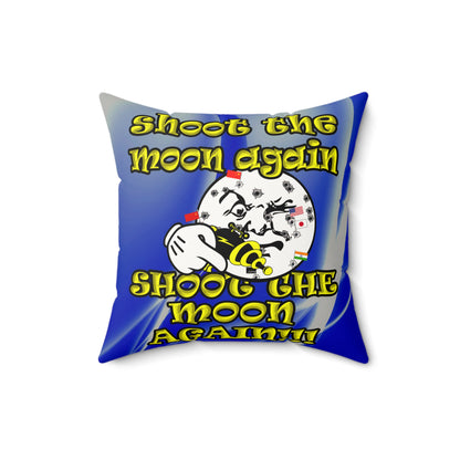 shoot the moon again - Faux Suede Square Pillow - (blue-white wave)
