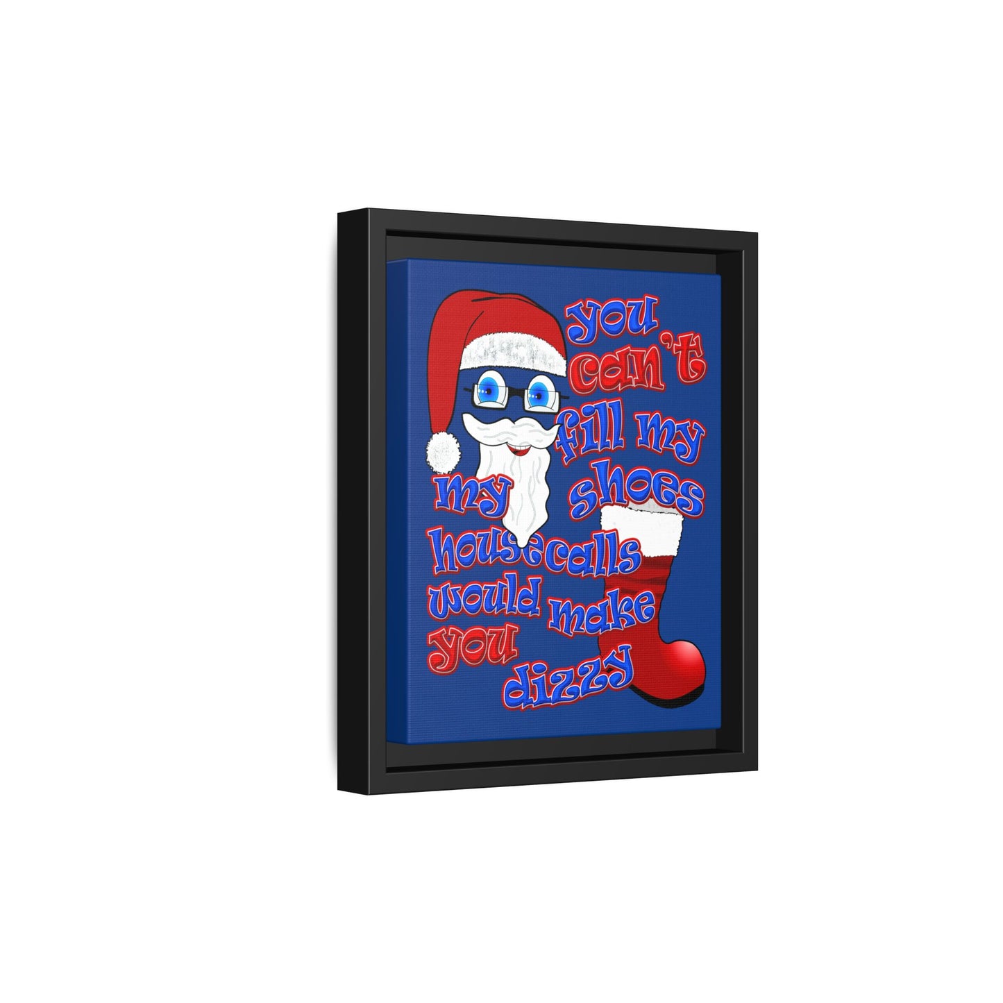 santa's shoes - framed canvas art (dark blue)