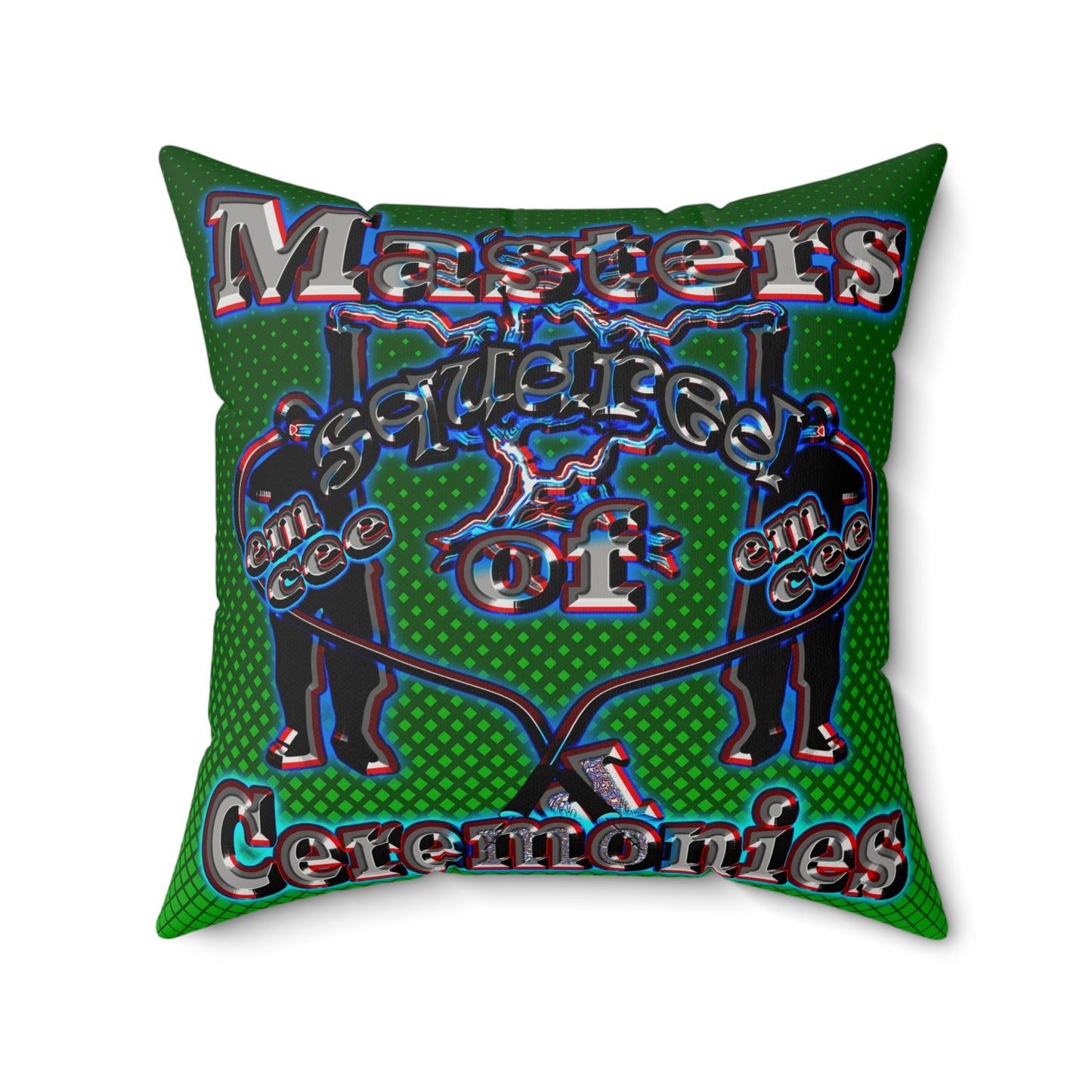 em cee squared - Faux Suede Square Pillow - (logo green)