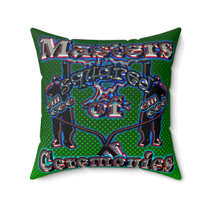em cee squared - Faux Suede Square Pillow - (logo green)