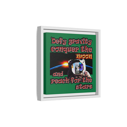 defy conquer reach - framed canvas art (dark green)