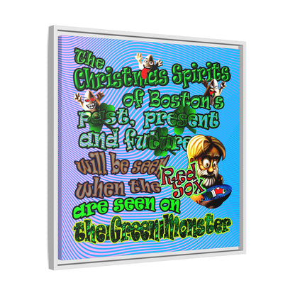 christmas spirits of boston - framed canvas art (light blue-purple wave)
