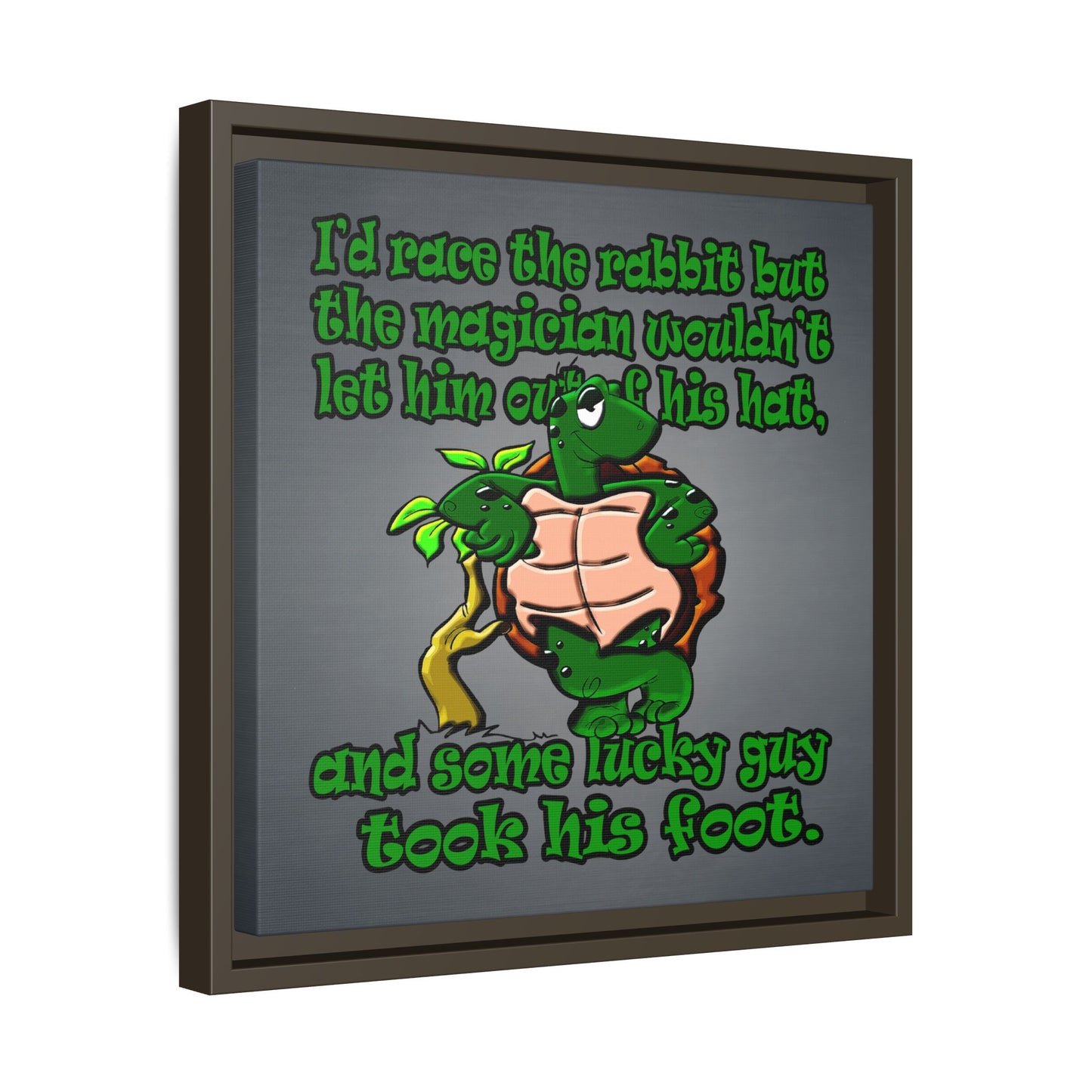 turtle race - framed canvas art (grey-light grey)