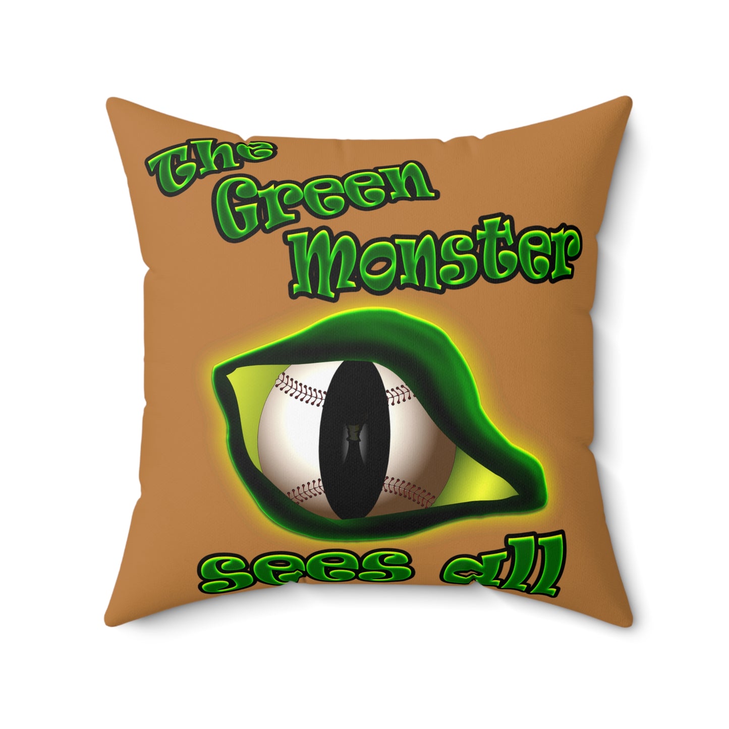 green monster - Spun Polyester Square Pillow - (light brown)