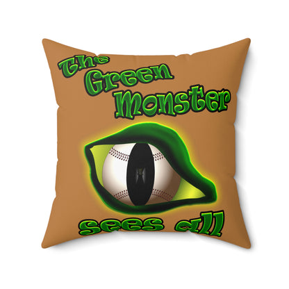green monster - Spun Polyester Square Pillow - (light brown)