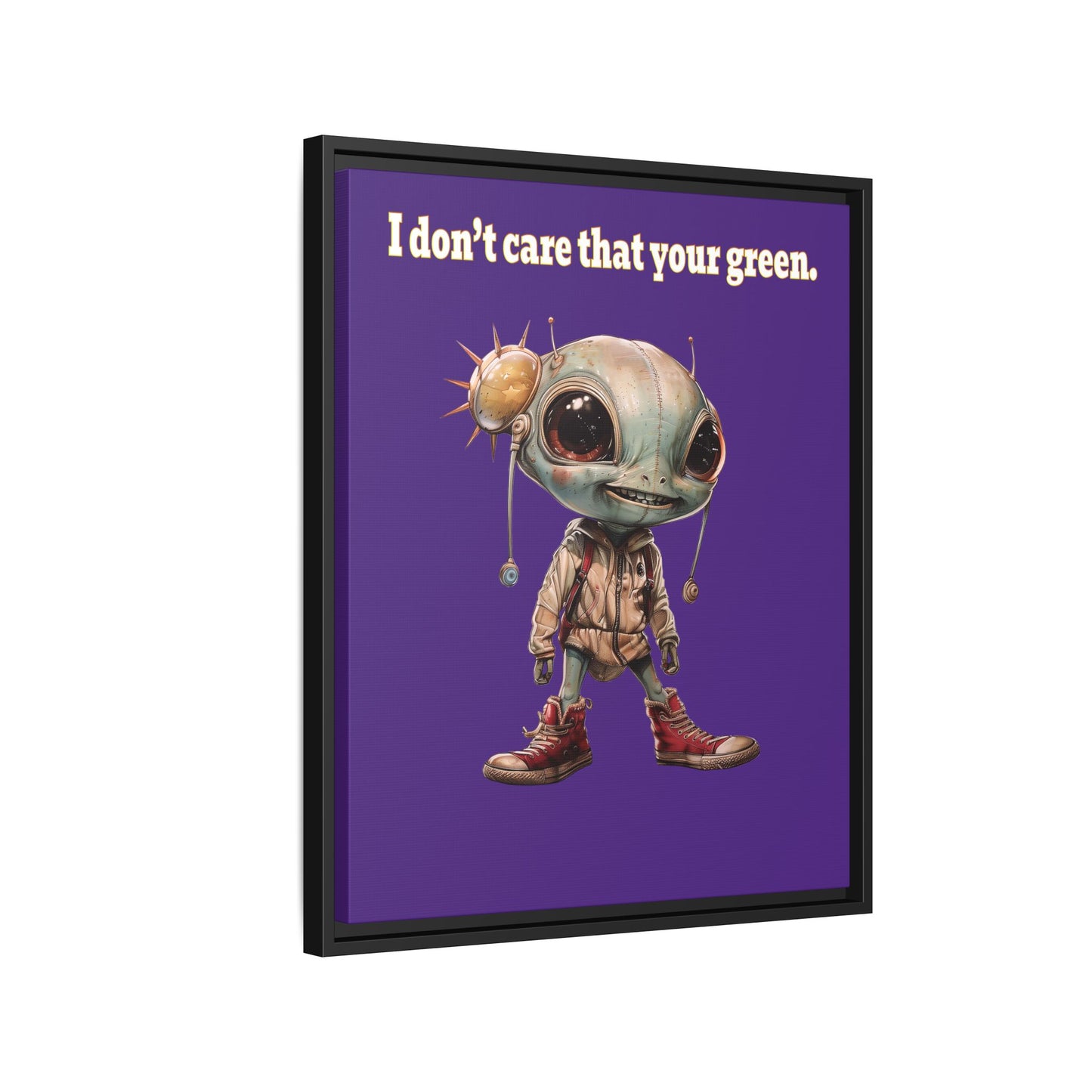 I don't care that your green - framed canvas art (purple)