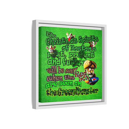 christmas spirits of boston - framed canvas art (green turf)