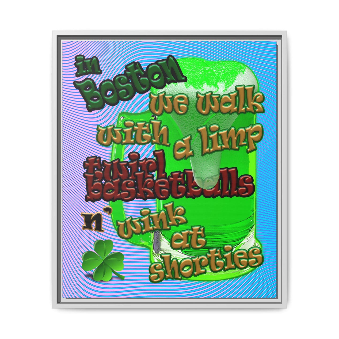 celtics logo - framed canvas art (light blue-purple wave)