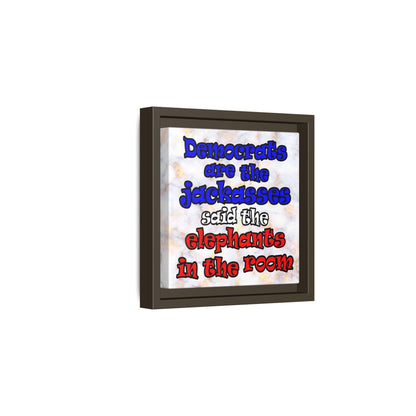 donkeys and elephants - framed canvas art (white marble)