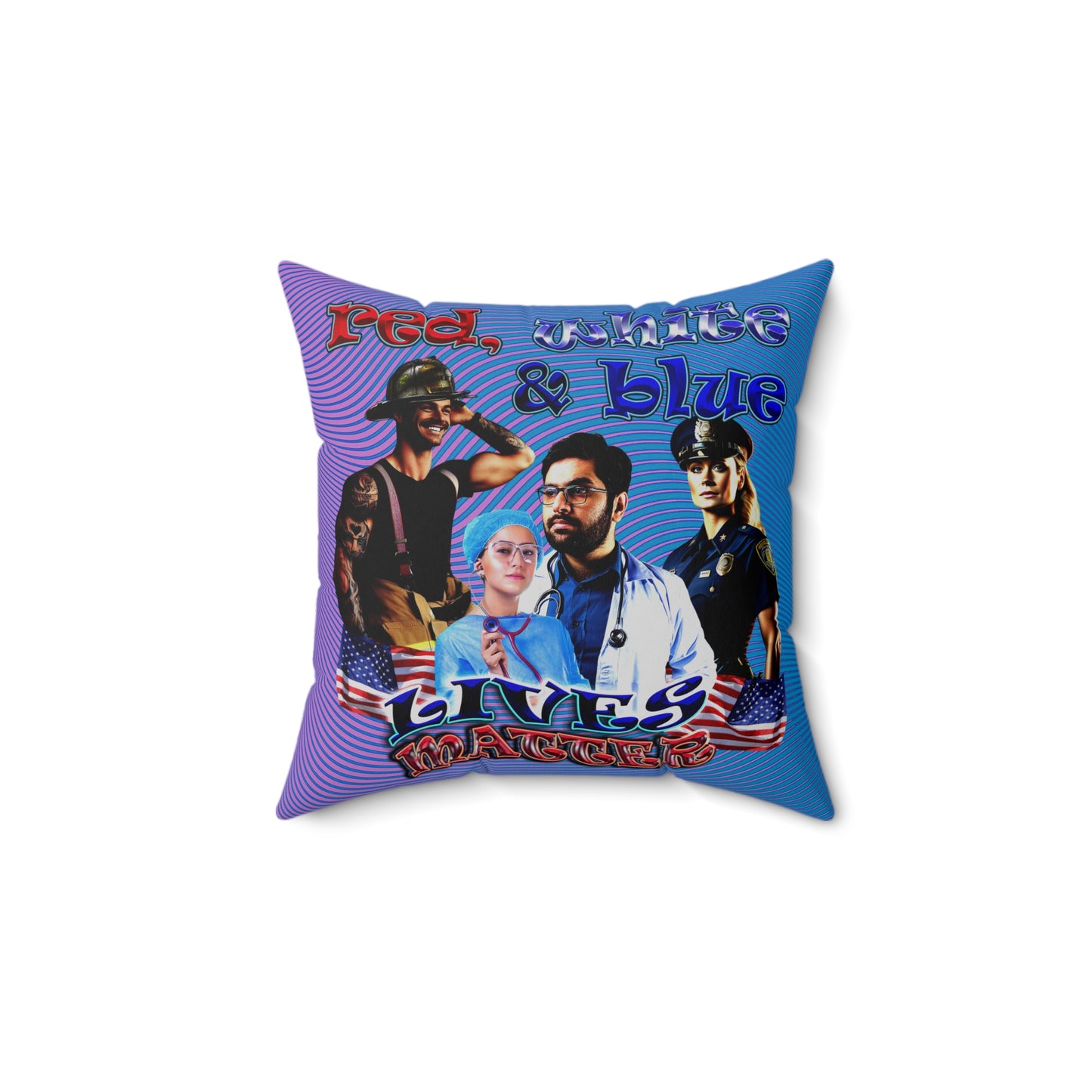 rw&b lives matter - Spun Polyester Square Pillow - (light blue-purple wave)