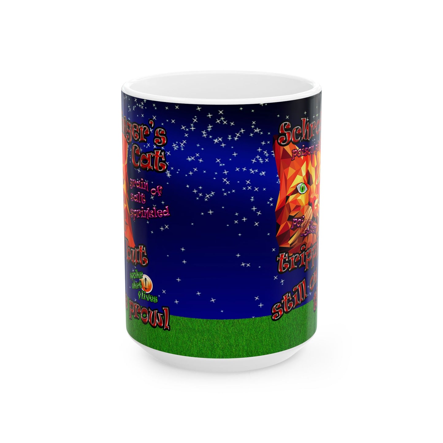 schrodinger's cat - White Mug ('snoops' background)