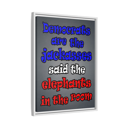 donkeys and elephants - framed canvas art (grey-light grey)