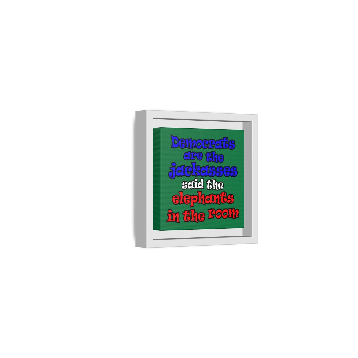 donkeys and elephants - framed canvas art (dark green)