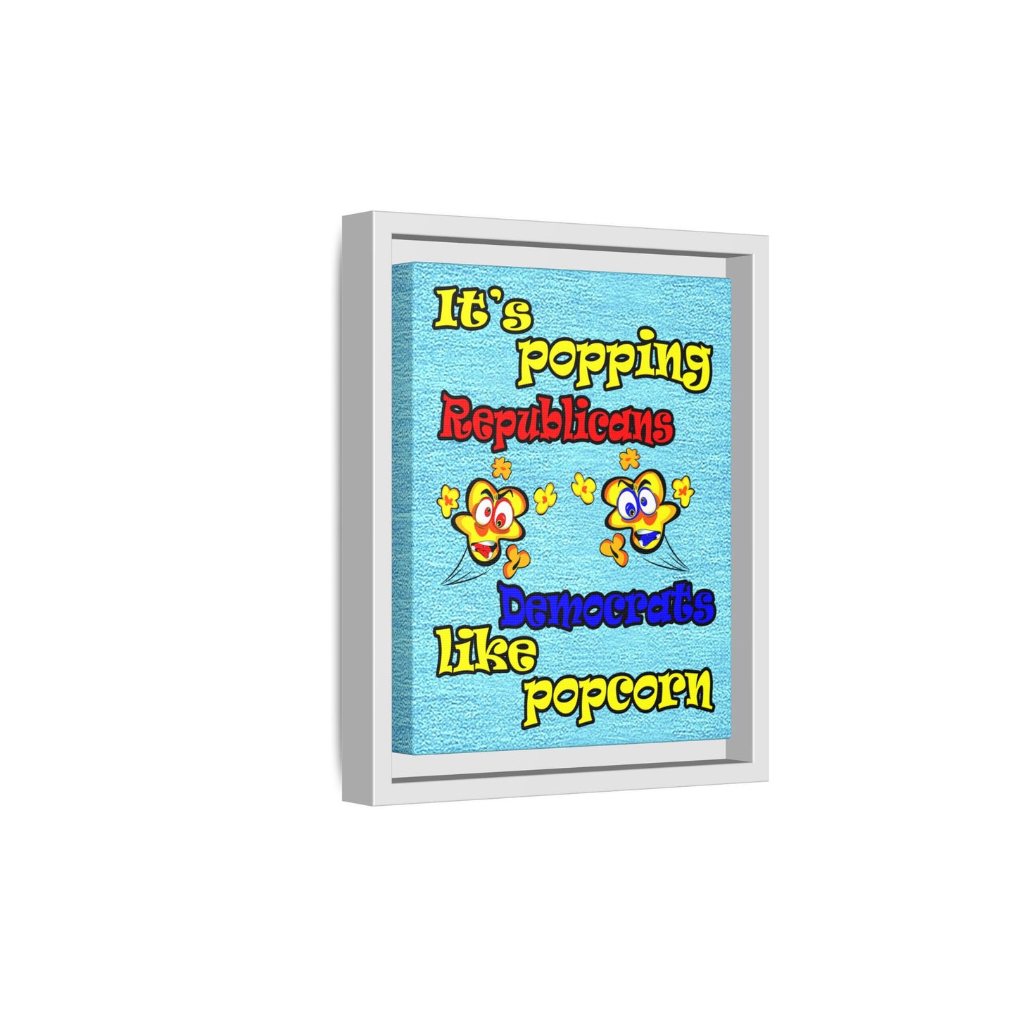popping like popcorn - framed canvas art (faded dark blue)