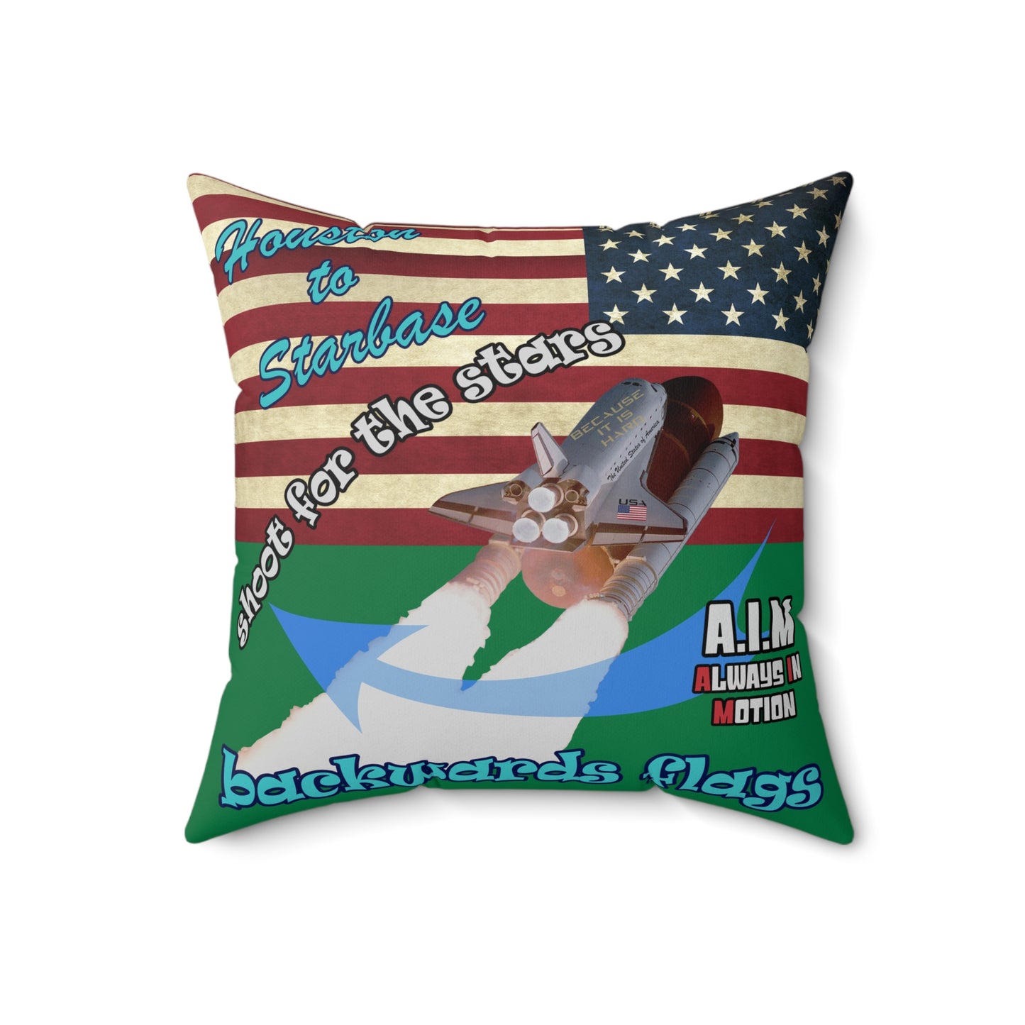 shoot for the stars - Spun Polyester Square Pillow - (dark green)