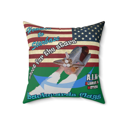 shoot for the stars - Spun Polyester Square Pillow - (dark green)