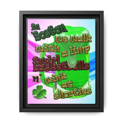 celtics logo - framed canvas art (light blue-pink wave)