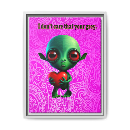 I don't care that your grey - framed canvas art (pink swirl)