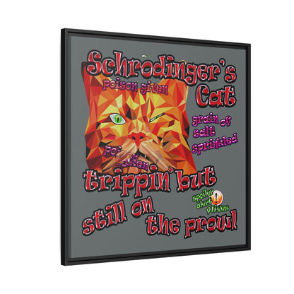 schrodinger's cat - framed canvas art (dark grey)