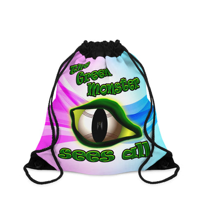 green monster - Drawstring Bag (light blue-pink wave)