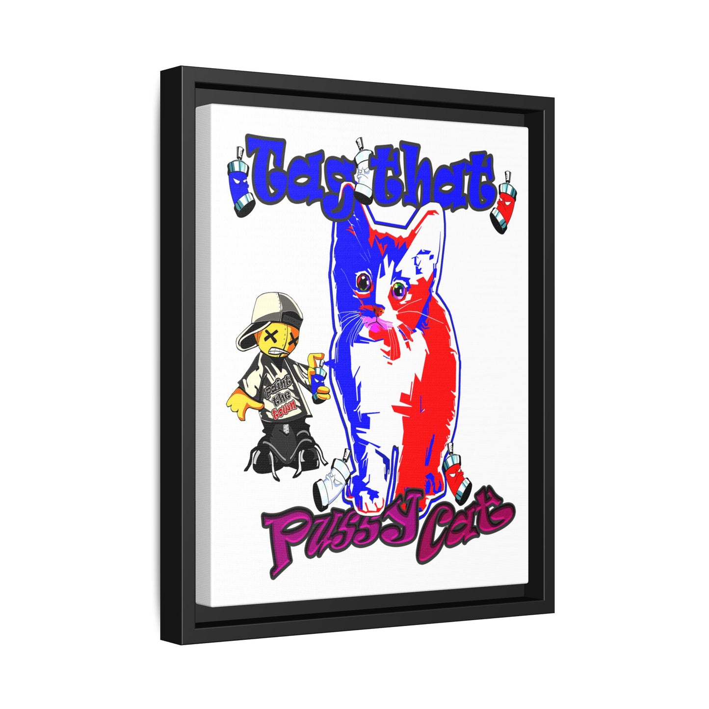 tag that - framed canvas art (white)