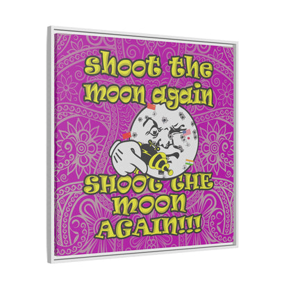 shoot the moon again - framed canvas art (pink swirl)