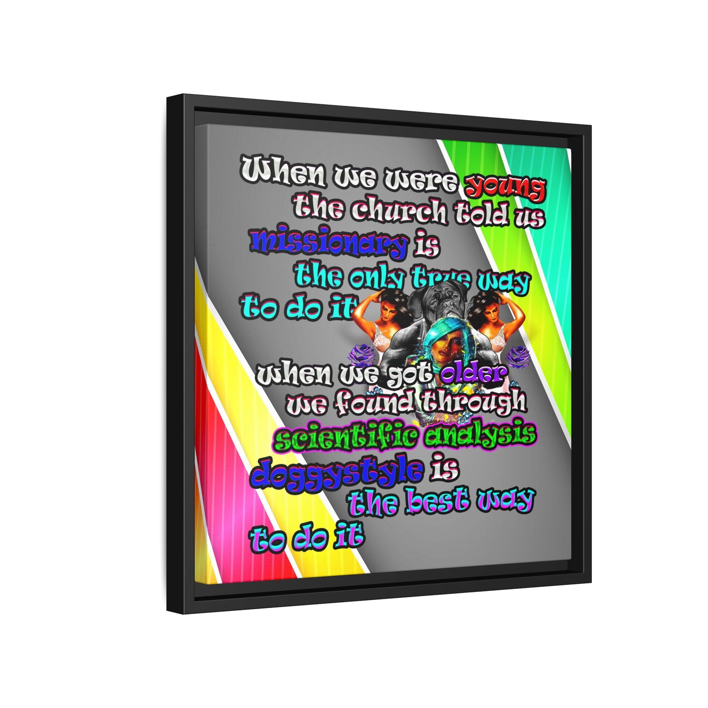 doggystyle - framed canvas art (rainbow split)