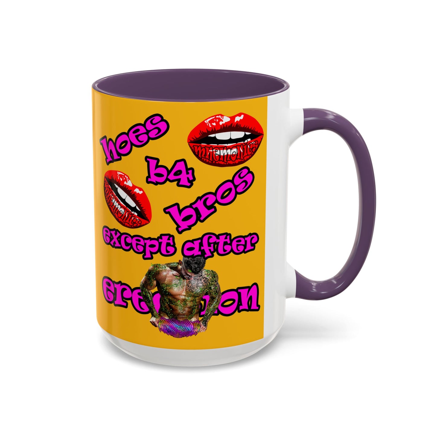 hoes b4 bros - Accent Mug (yellow)