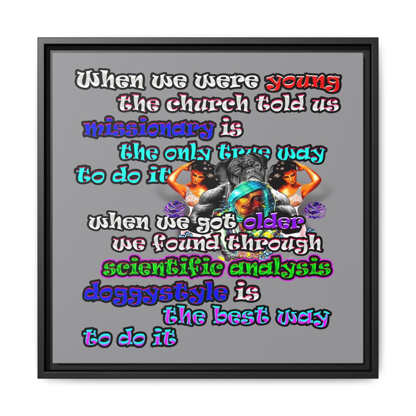 doggystyle - framed canvas art (grey)