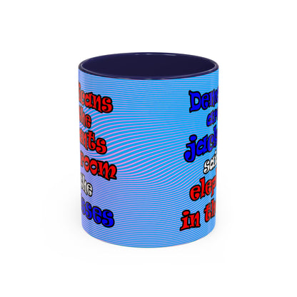donkeys and elephants - Accent Mug (light blue-purple wave)