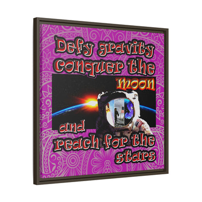 defy conquer reach - framed canvas art (pink swirl)