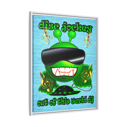 disc jockey - framed canvas art (faded blue)