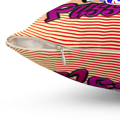 tag that - Spun Polyester Square Pillow - (yellow-orange wave)