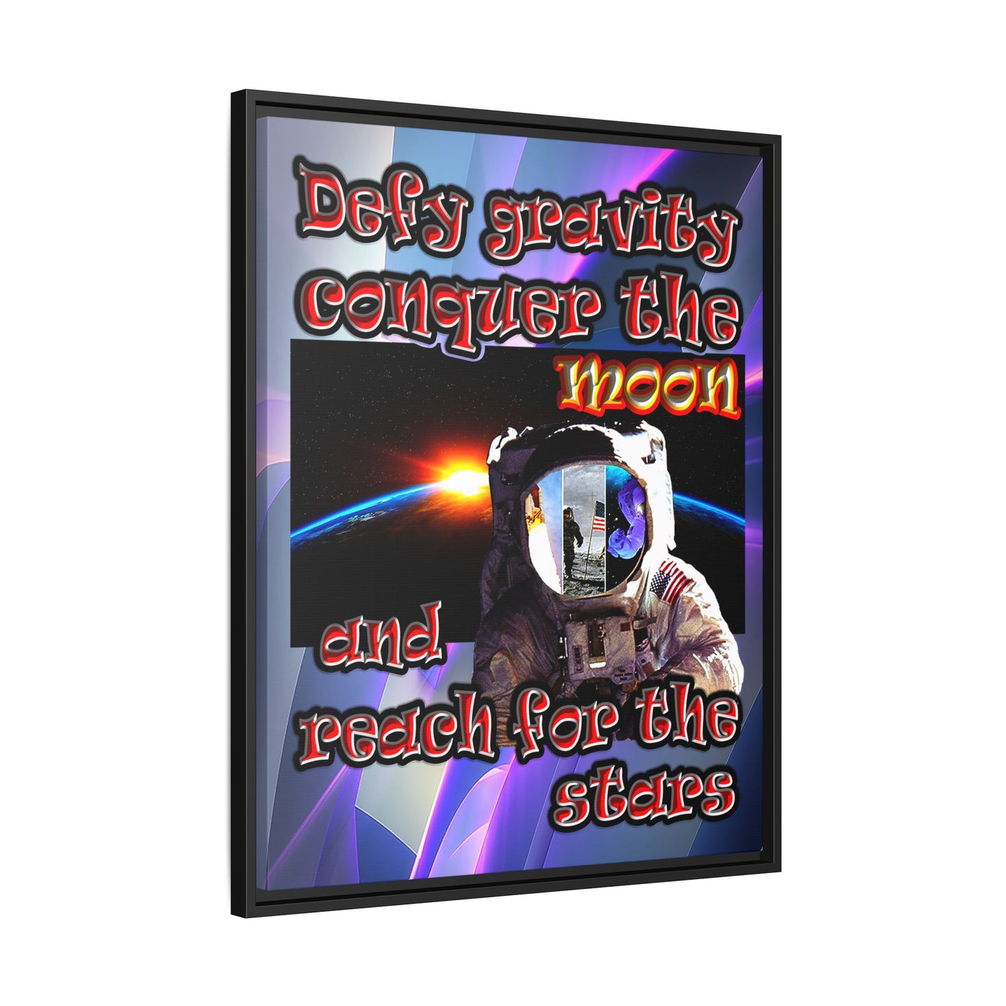 defy conquer reach - framed canvas art (grey-pink wave)