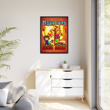 love peace - framed canvas art (burnt orange)