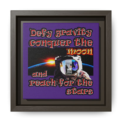 defy conquer reach - framed canvas art (purple)