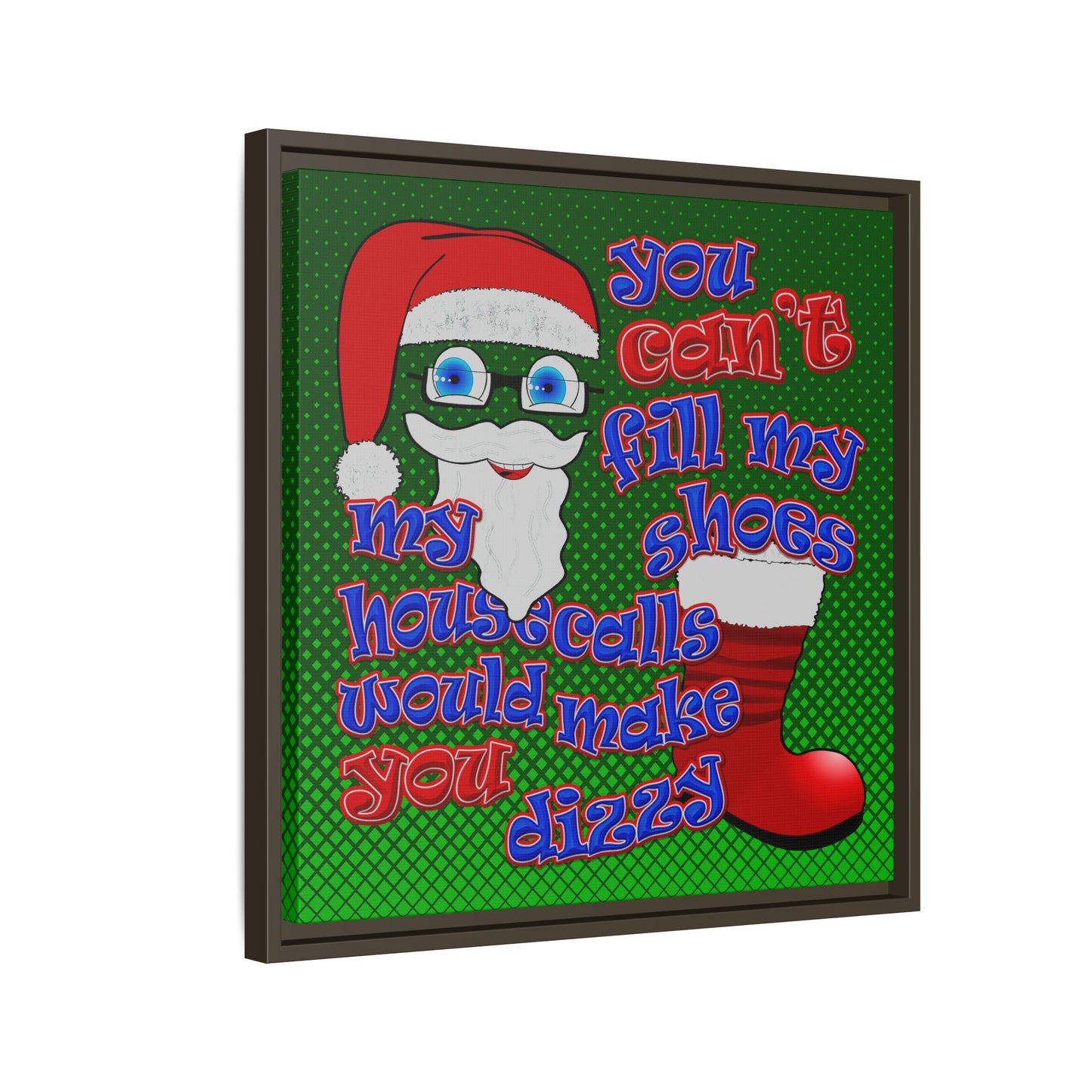 santa's shoes - framed canvas art (logo green)