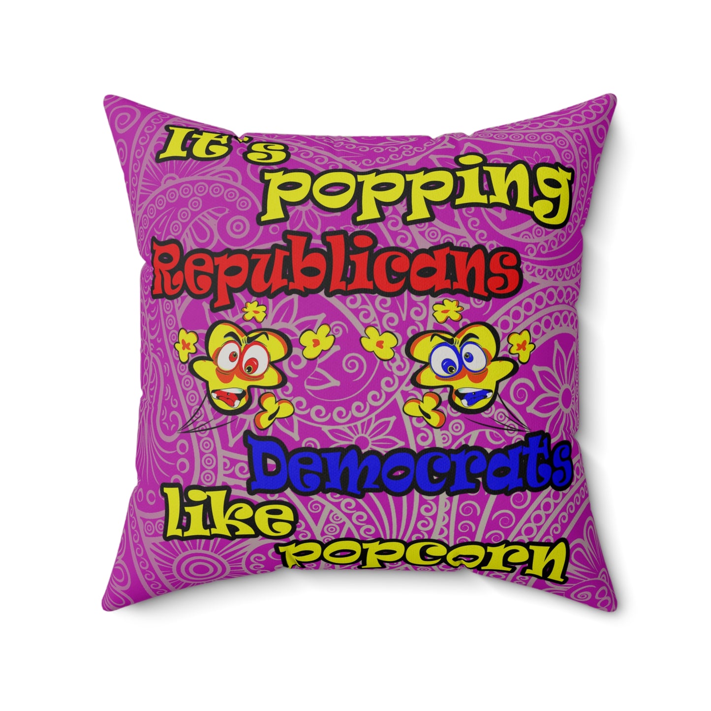 popping like popcorn - Faux Suede Square Pillow - (pink swirl)