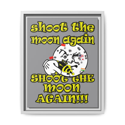 shoot the moon again - framed canvas art (grey)