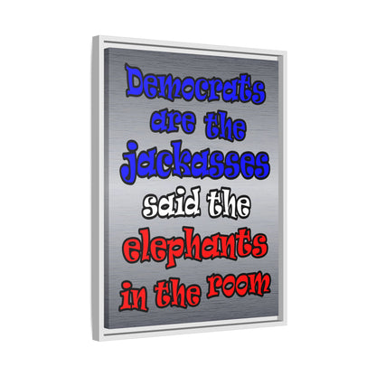 donkeys and elephants - framed canvas art (brushed nickel)