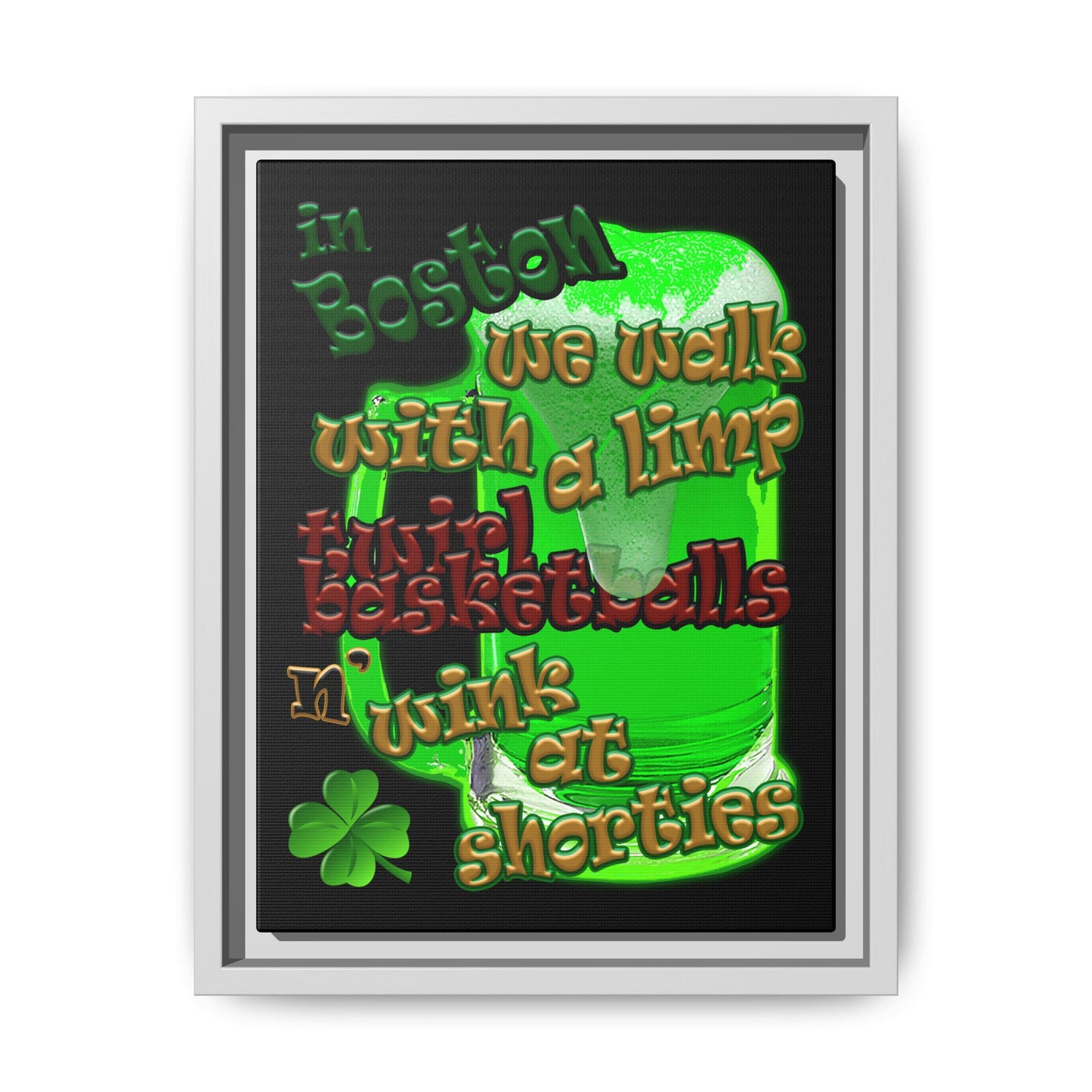 celtics logo - framed canvas art (black)