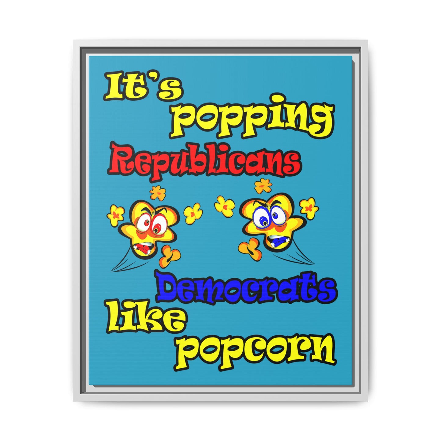 popping like popcorn - framed canvas art (turquoise)