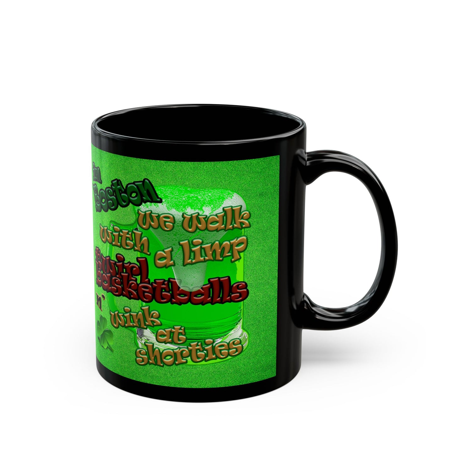 celtics logo - Black Mug (green turf)