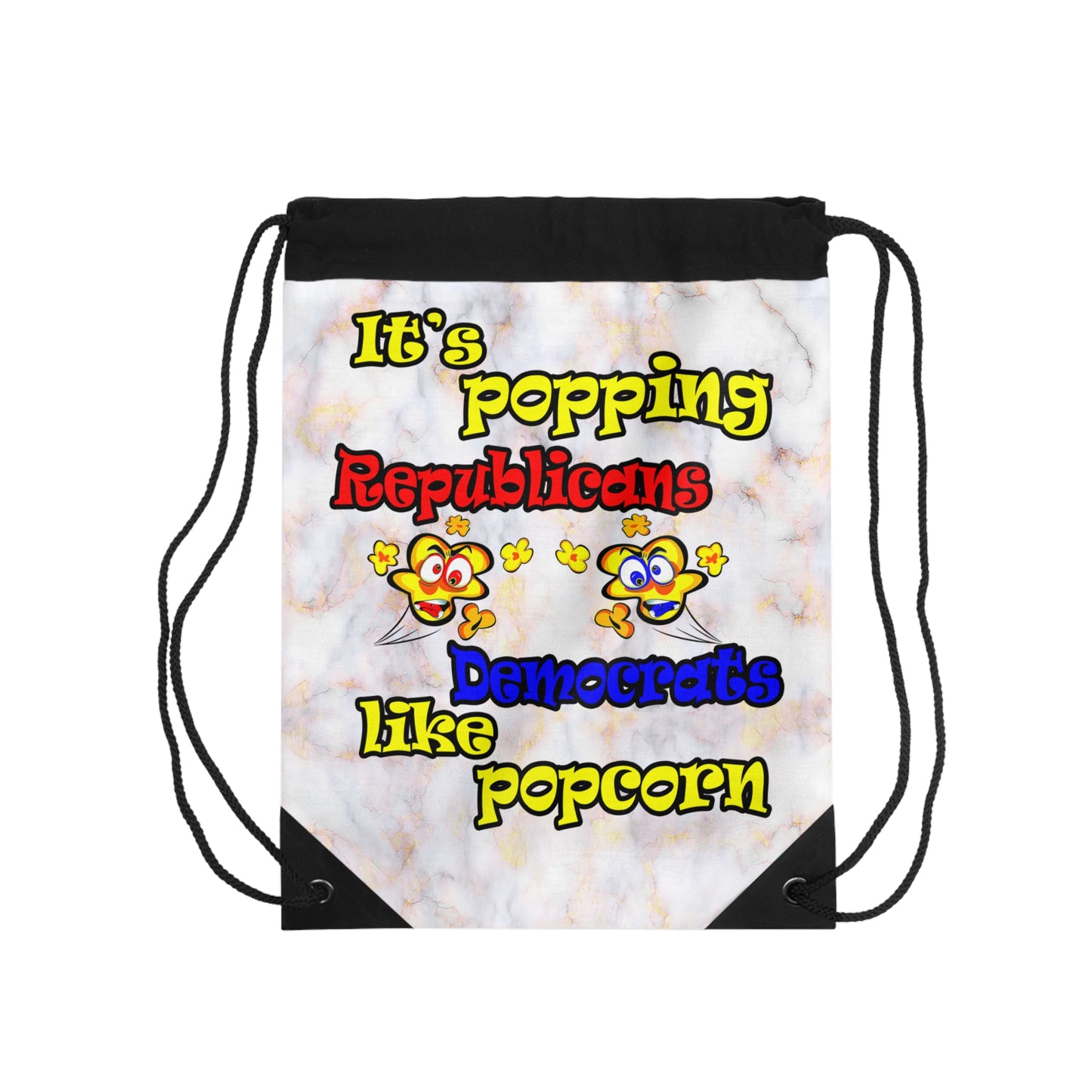popping like popcorn - Drawstring Bag (white marble)