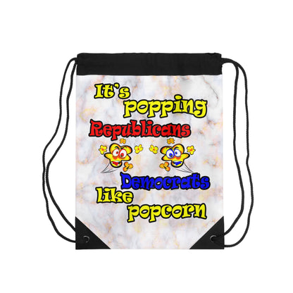 popping like popcorn - Drawstring Bag (white marble)